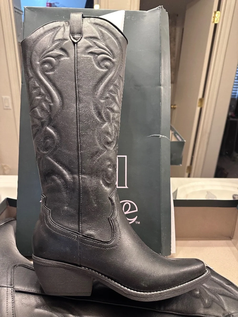 Wild Fable Black Cowboy Boots Knee High